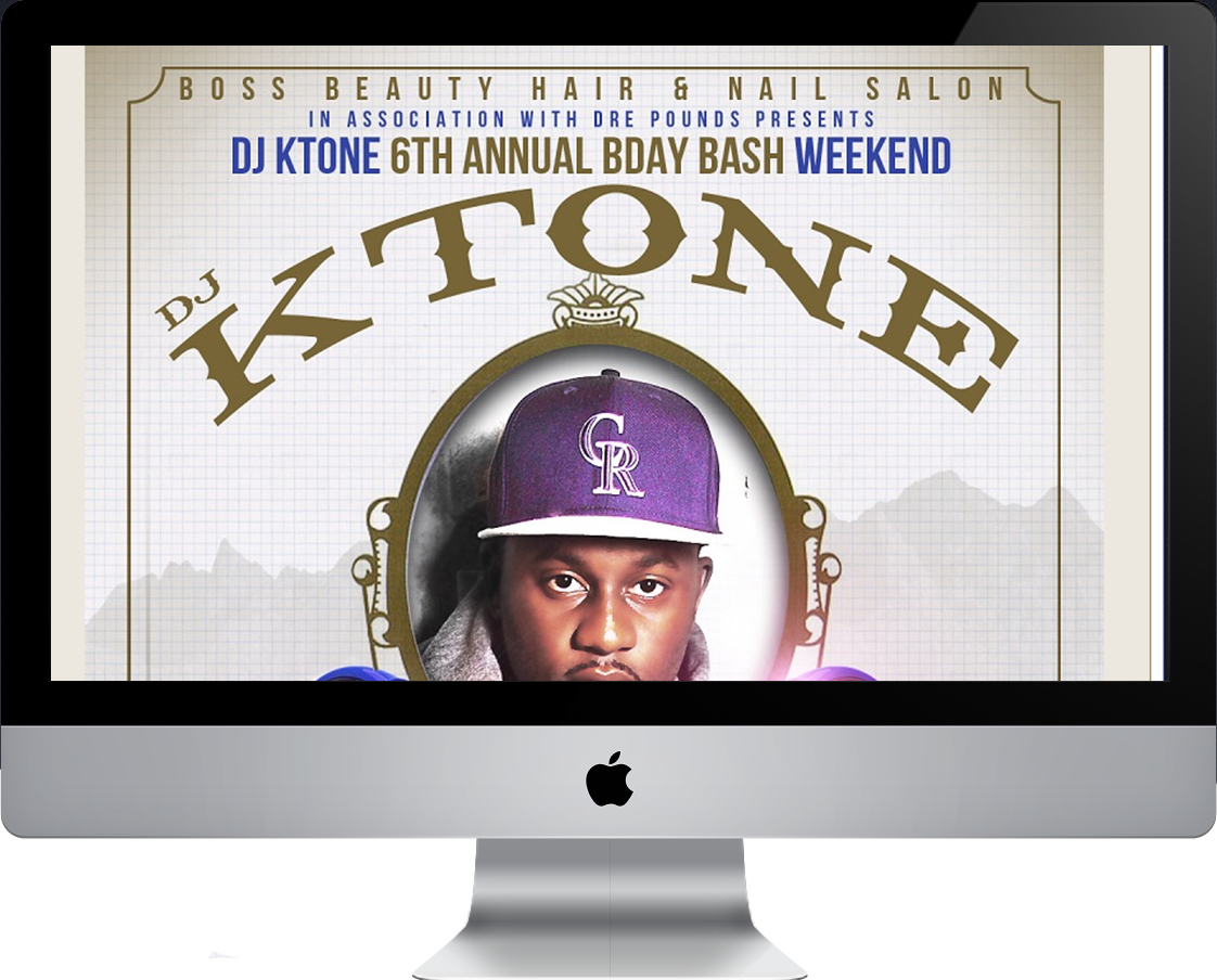 6th Annual DJ Ktone Birthday Bash web design by Pretty Pages in Aurora, CO
