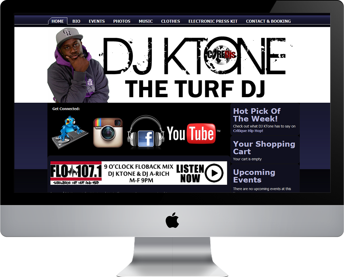 DJ Ktone web design by Pretty Pages in Aurora, Colorado